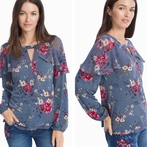 WHBM | Floral Long Sleeve Tiered Blouse